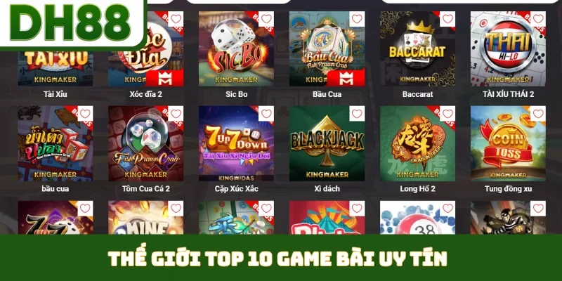 Top 10 Game Bài Được Yêu Thích - Giải Trí Cùng DH88